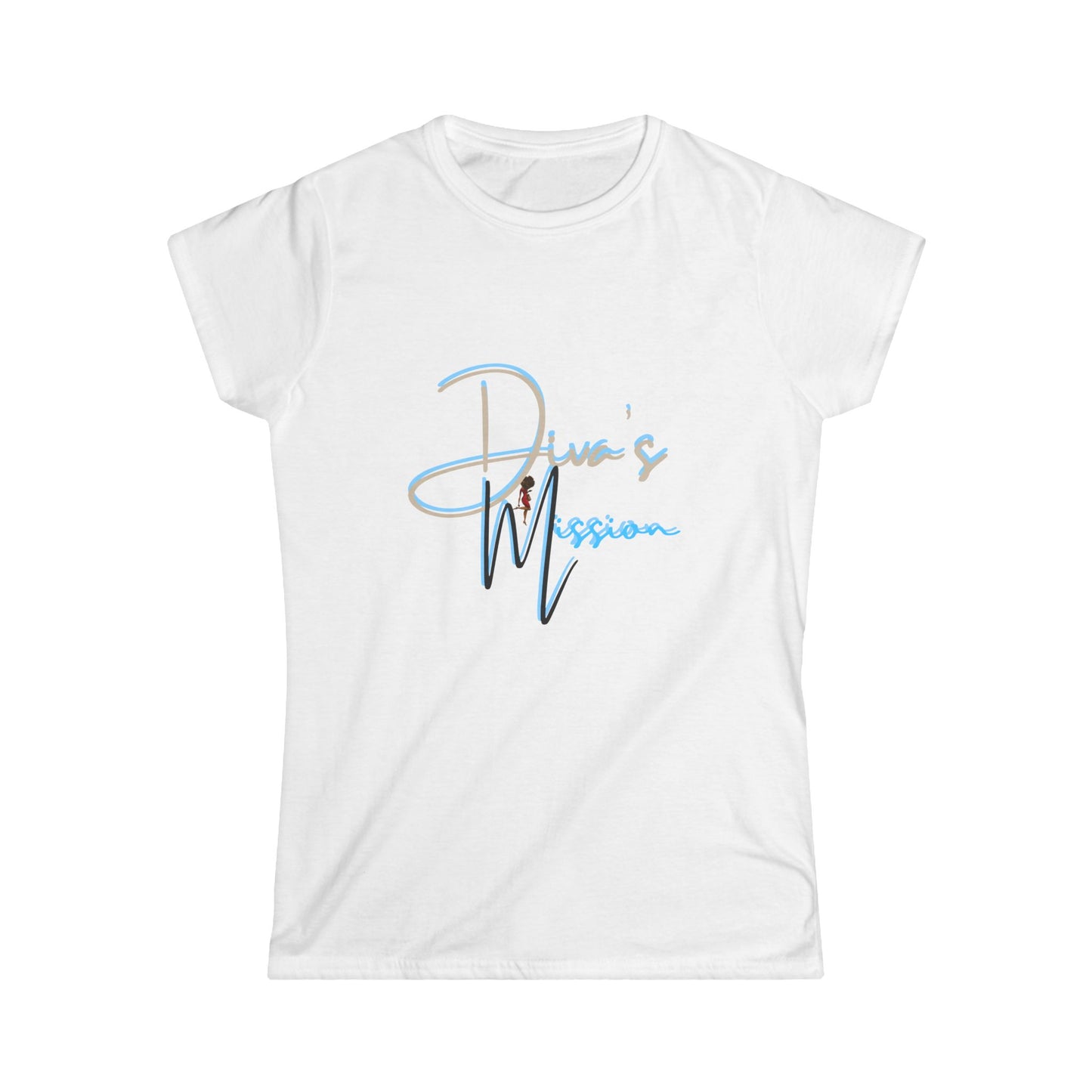 Blue Women's Tee - 'Diva's Mission' Script Logo Graphic