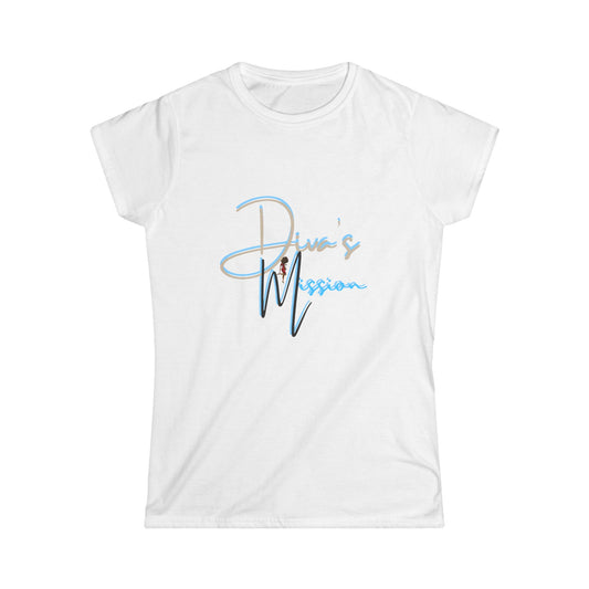 Blue Women's Tee - 'Diva's Mission' Script Logo Graphic
