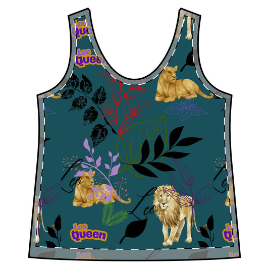 Leo Lion Queen Women's Sporty Racerback Tank, Workout Top, Gift for Leo Women, Summer Activewear, Zodiac Tank