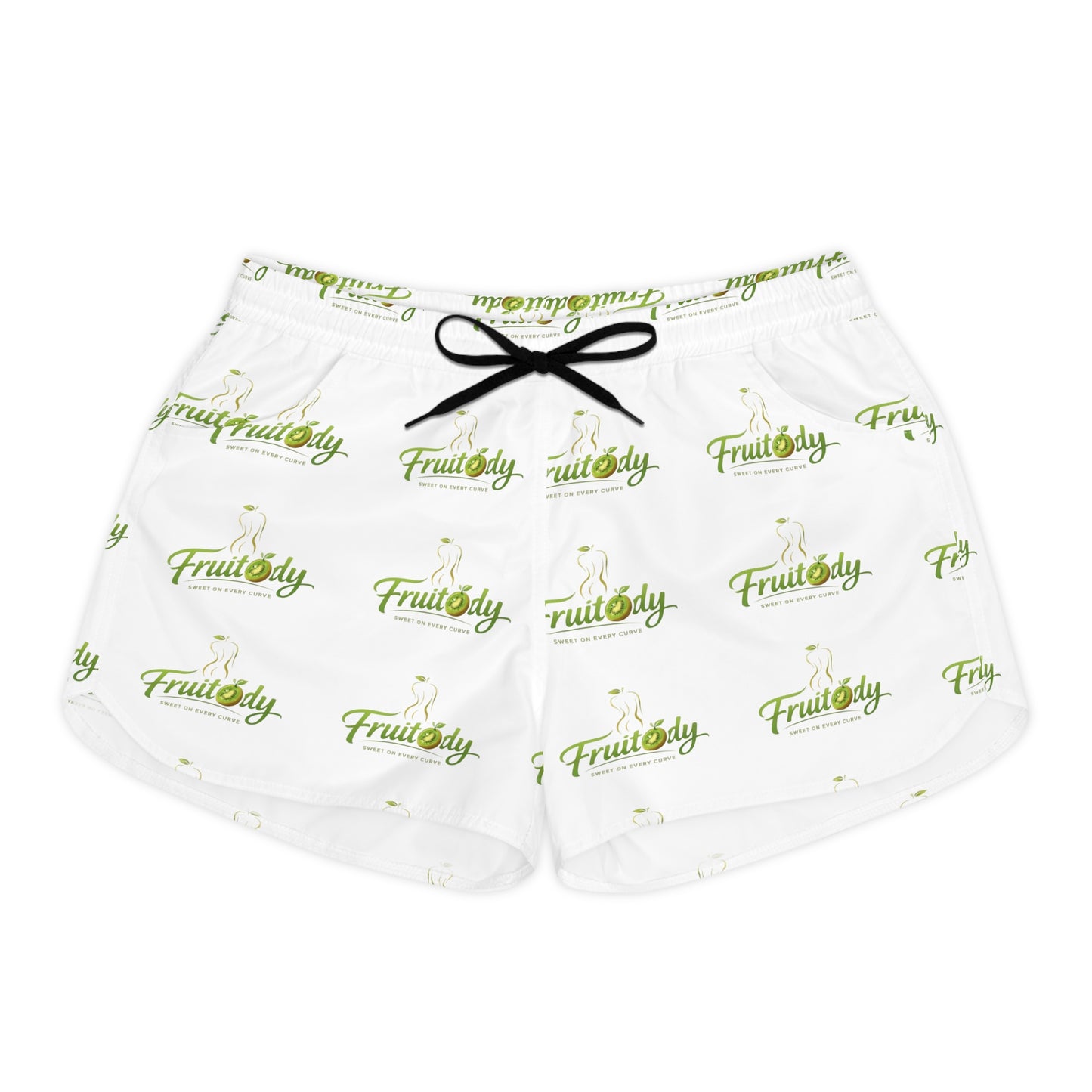 Fruitody kiwi-Women's Casual Shorts — White All-Over Print