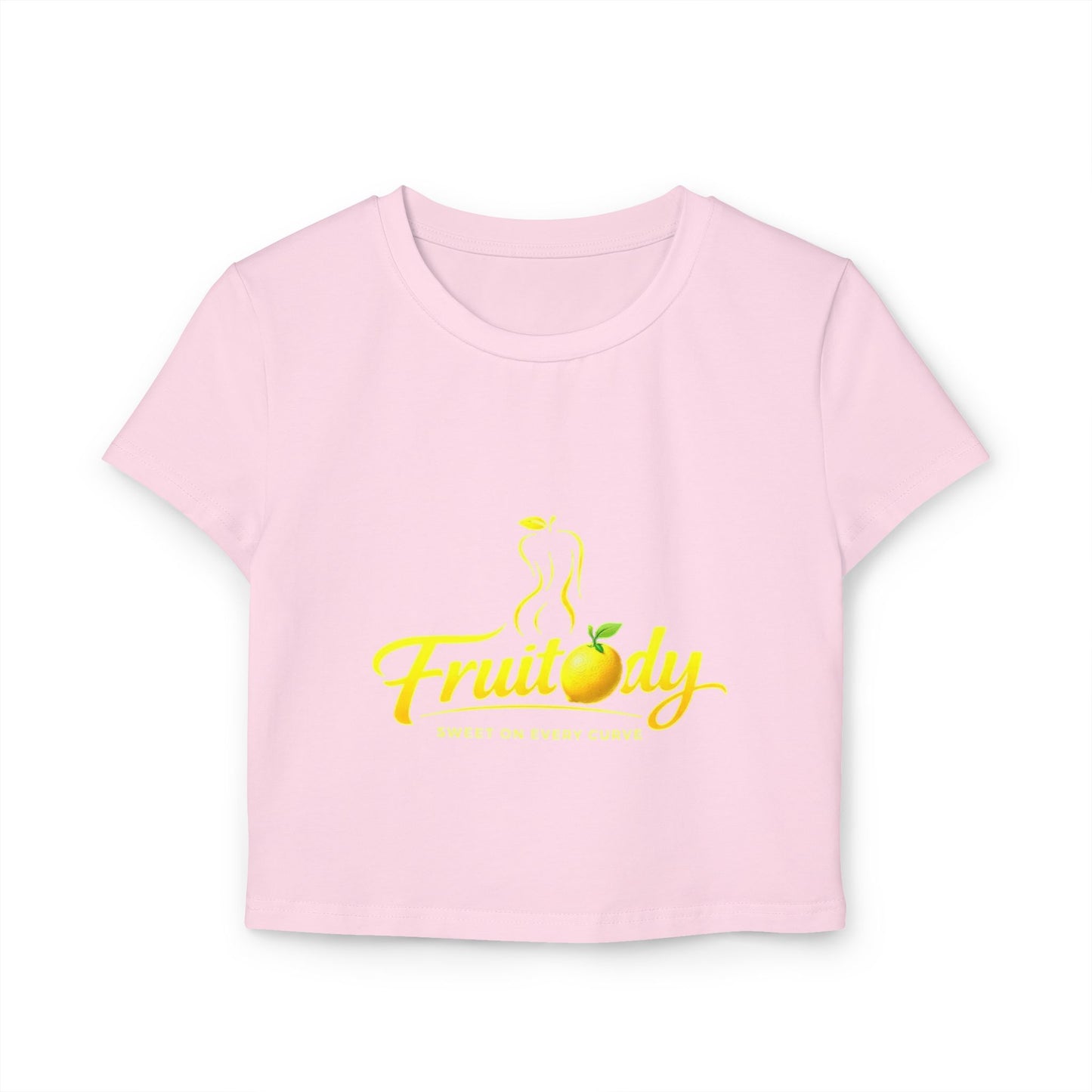 Fruitody Women's Crop Tee — Yellow Fruit Logo Casual Summer Top