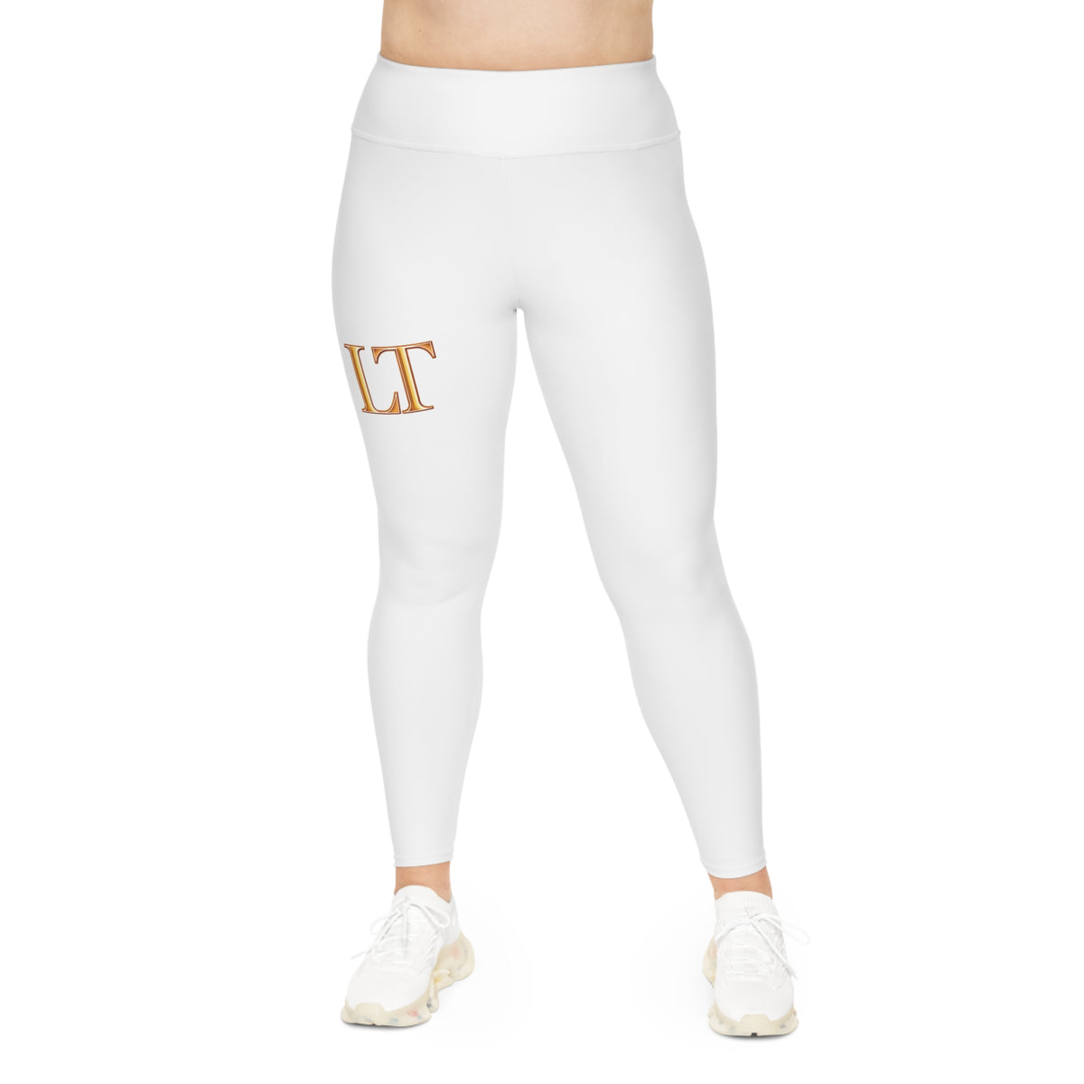 Single LT Plus Size Leggings - Neutral Script Allover Print
