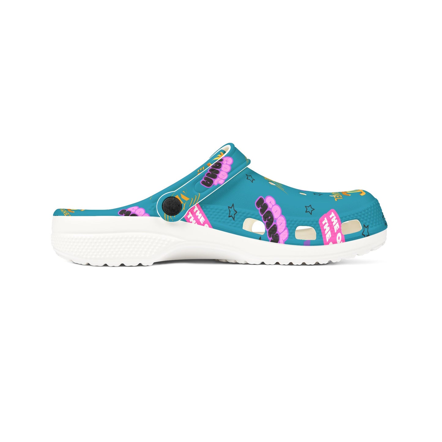 Tomika Patterned Foam Clogs - Teal Designer-Inspired Cosmetic Print