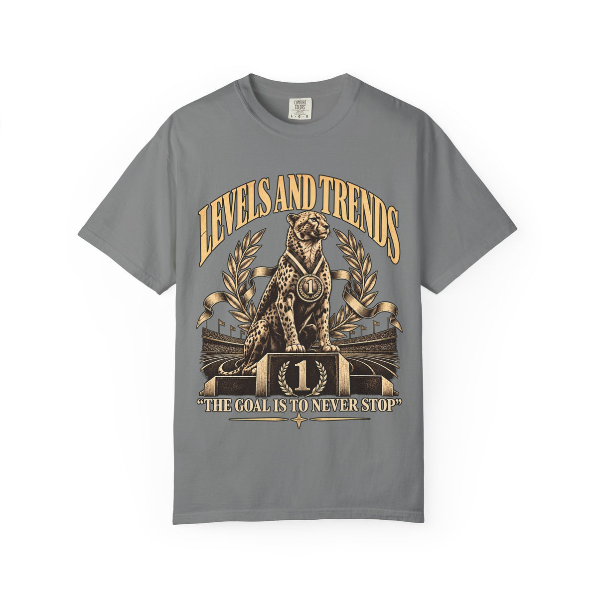 Levels and Trends "The Goal Is to Never Stop" Graphic T-Shirt