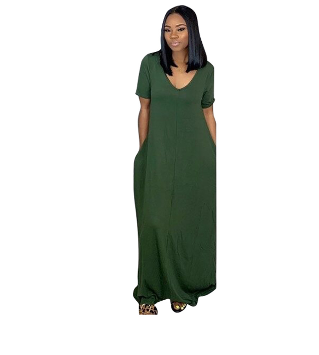 Casual Short Sleeve Pocket Dress
