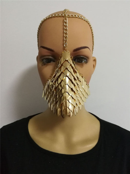 New Women's Punk Alloy Head Chain with Mask Design