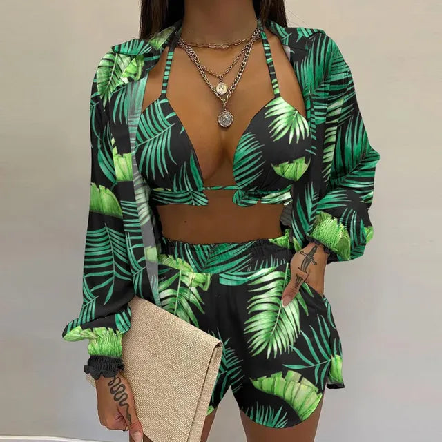2026 Summer Women's Sexy Three-Piece Beach Outfit