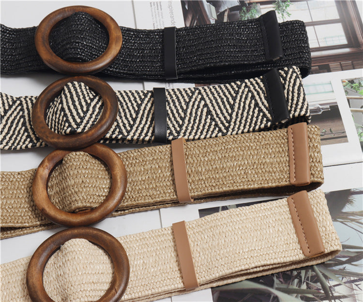 Bohemian Woven Belt with Round Buckle for Dresses