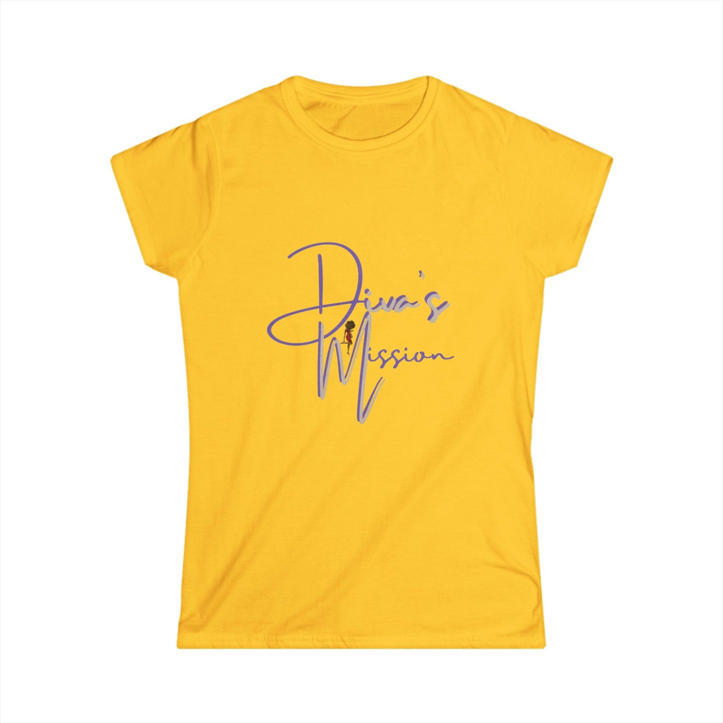 Purple Women's Tee - 'Diva's Mission' Script Logo Graphic