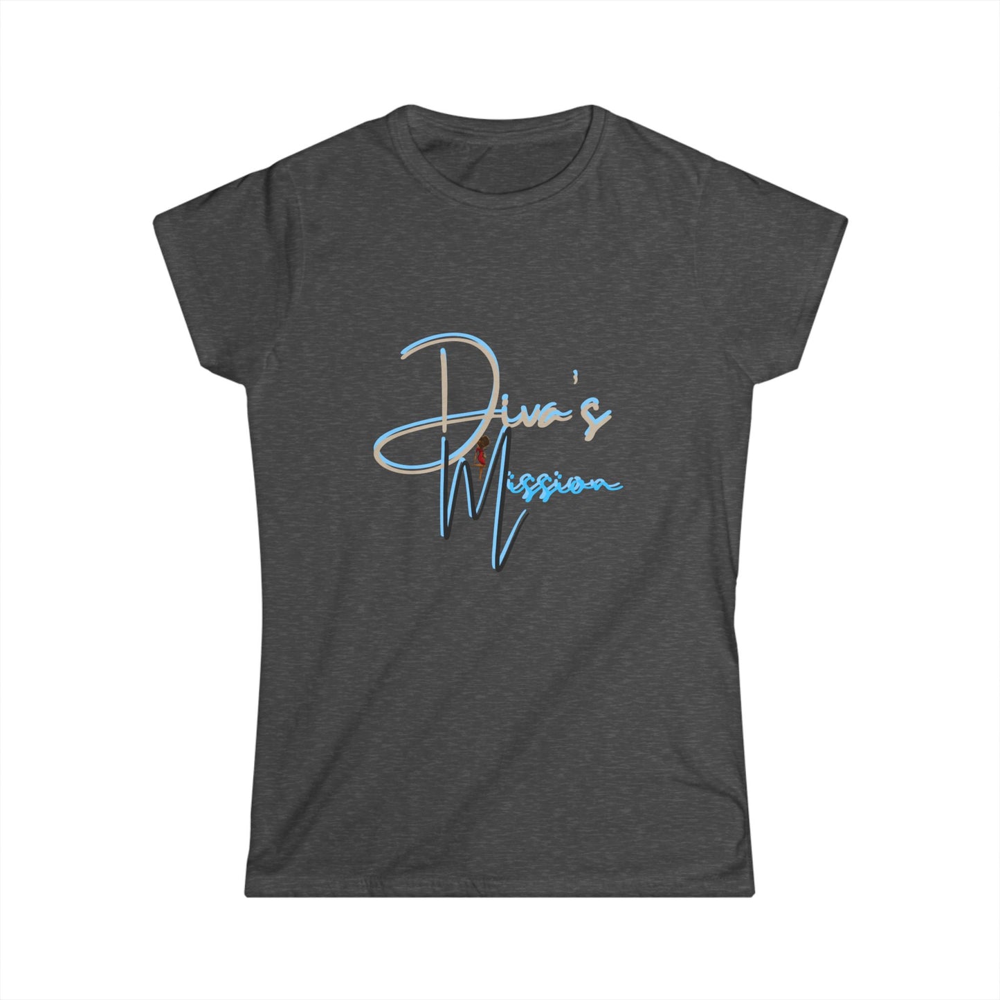 Blue Women's Tee - 'Diva's Mission' Script Logo Graphic