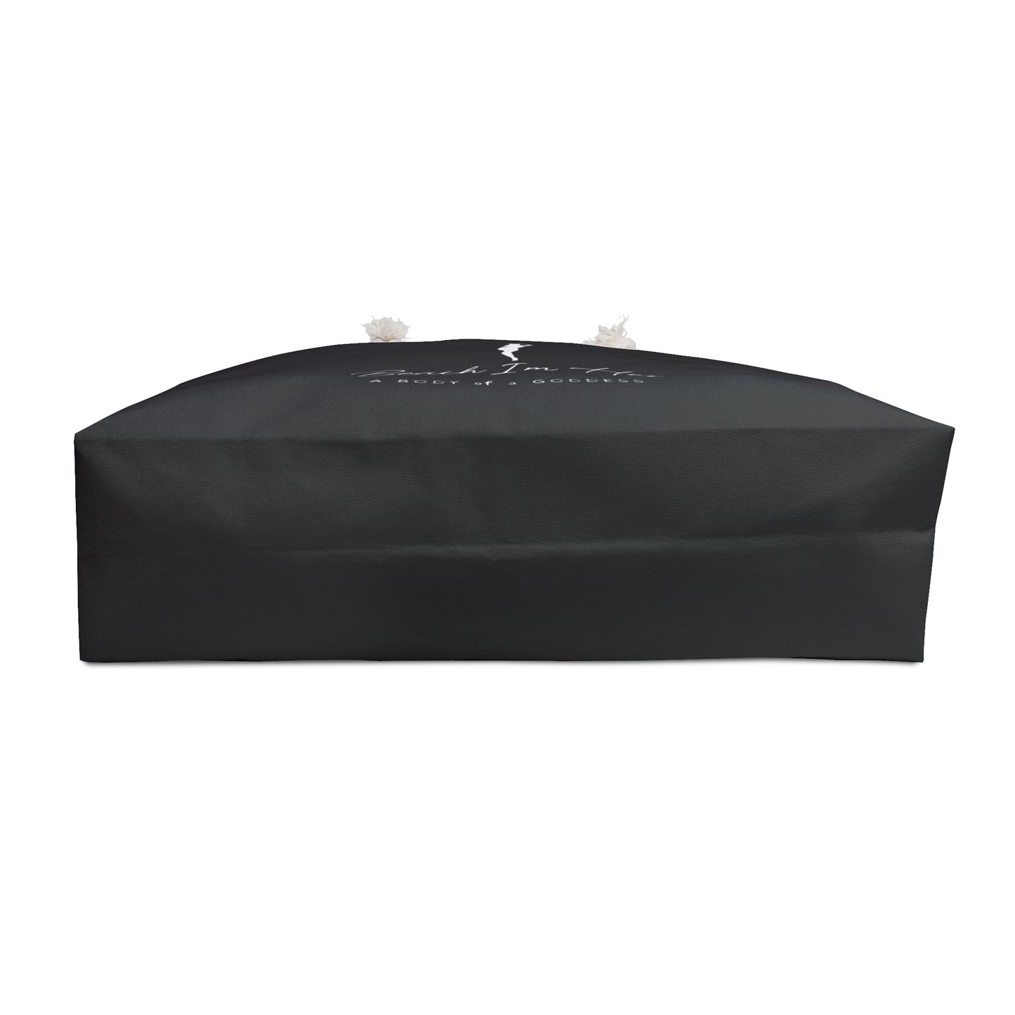 Beach I'm Her black Weekender Bag — 'A Body of a Goddess' Black Tote for Beach Getaways & Travel