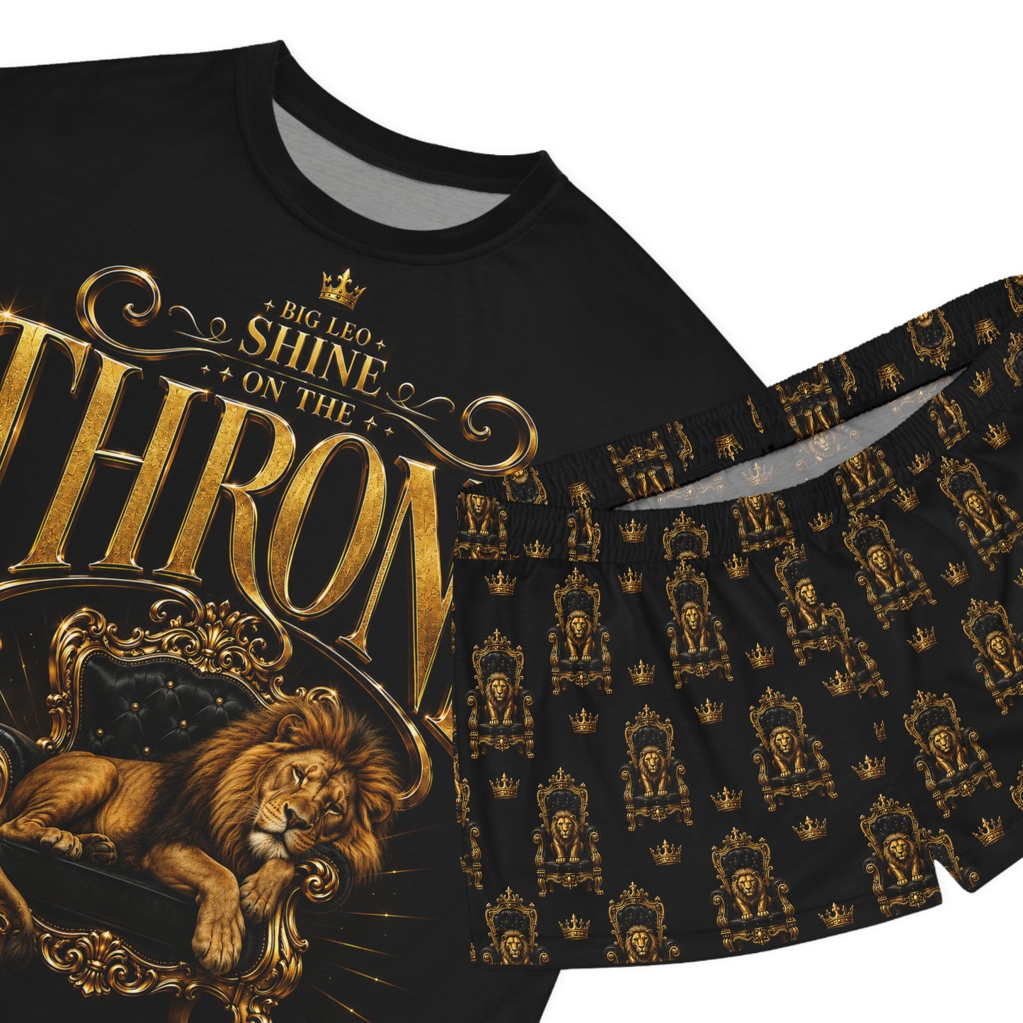 Copy of Lion Floral Women's Short Pajama Set — Luxe Nightwear with Golden Lion Print