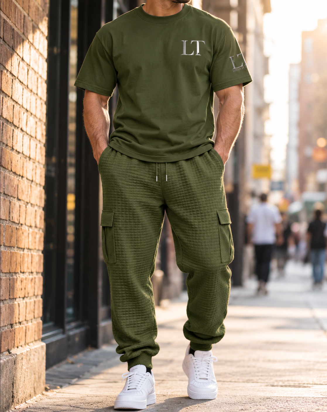 Men's Full Size Textured Cargo Joggers Plus Size