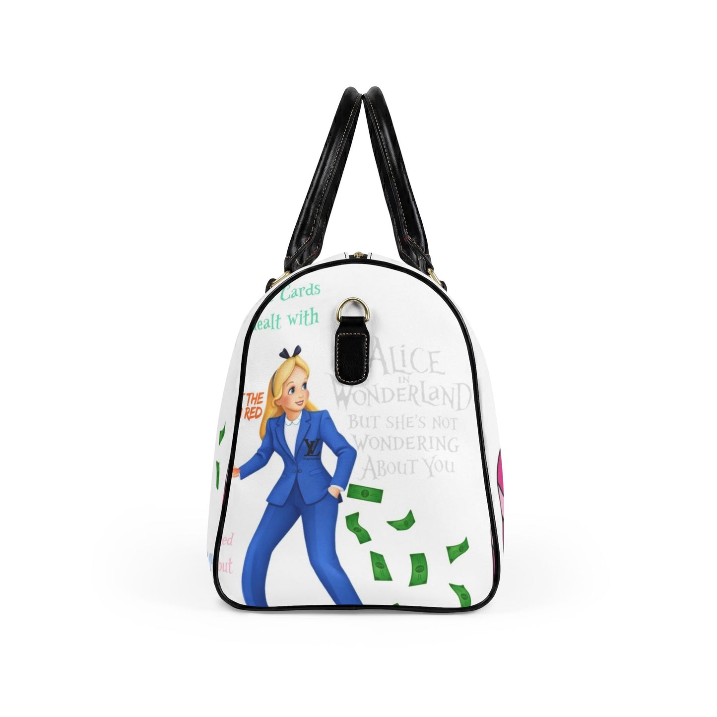 Leather Girl wonders Travel Bag —  Satirical Print Weekender
