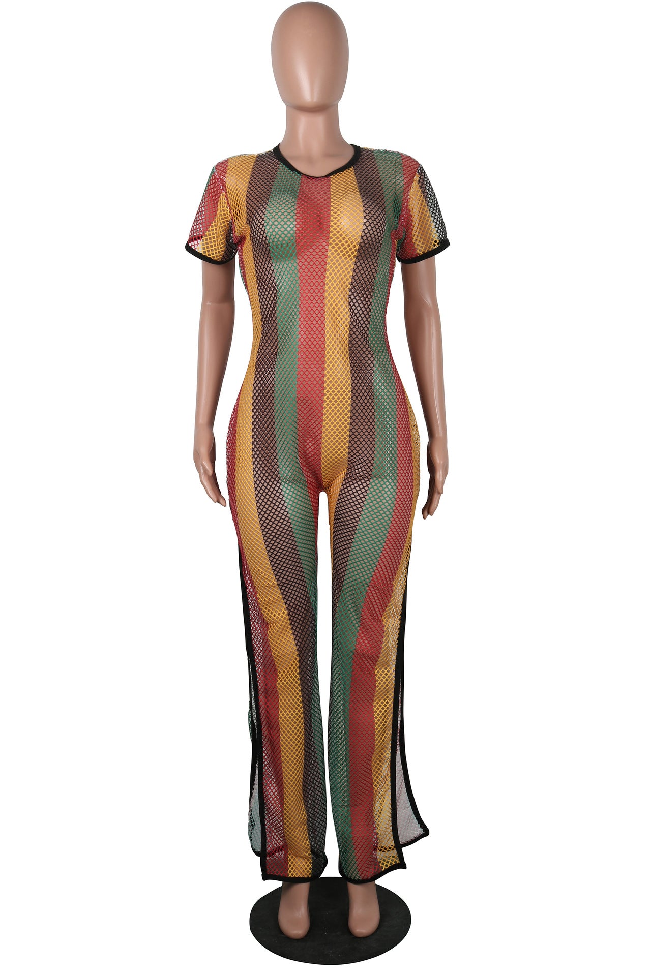 Printed Jumpsuit, Split Jumpsuit, Mesh Jumpsuit