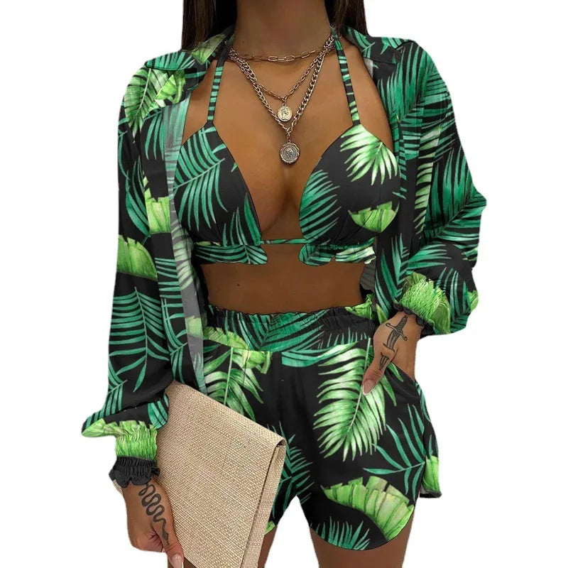 2026 Summer Women's Sexy Three-Piece Beach Outfit