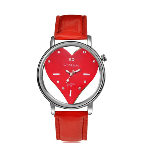 Ladies Heart-Shaped Hollow Watch - Elegant Wristwatch