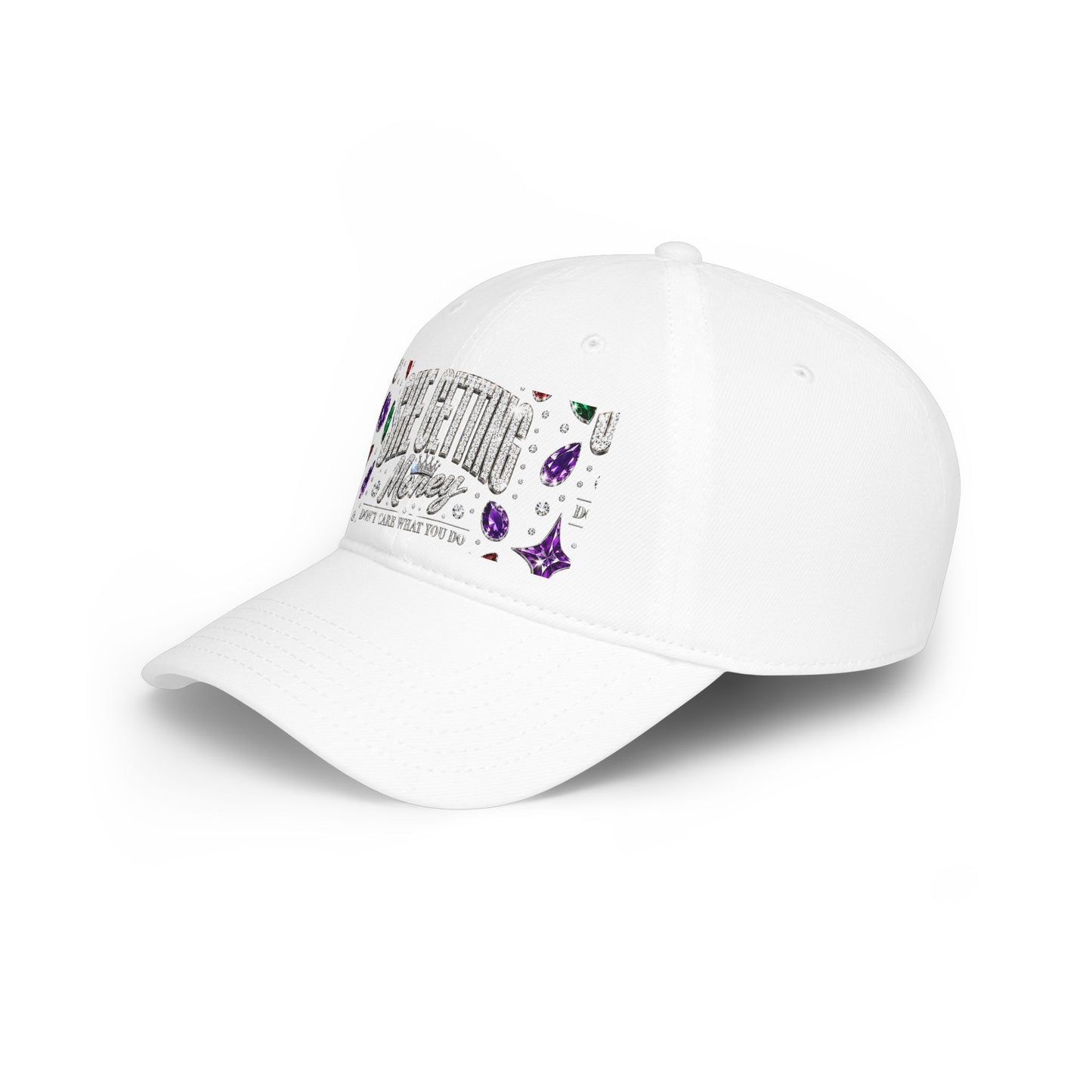 Low Profile Baseball Cap — 'She Getting Money' Rhinestone Butterfly Embroidered Hat