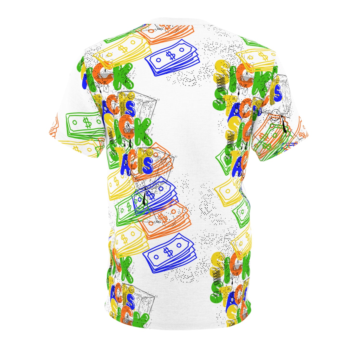 Money Stacks Graphic Tee — Colorful Cash All-Over Print Shirt