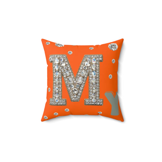 My side-Decorative Faux Suede Pillow — Glitter Monogram & Snack Collage Throw Pillow