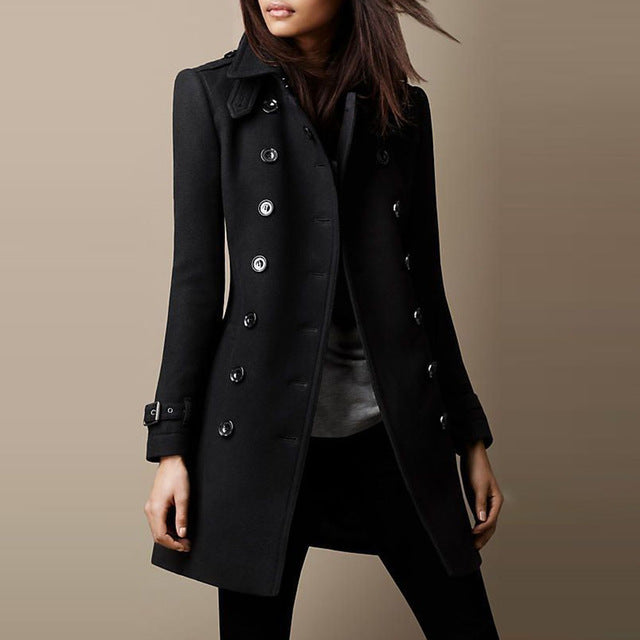 Ladies Wool Trench Coat - Spring Long Jacket