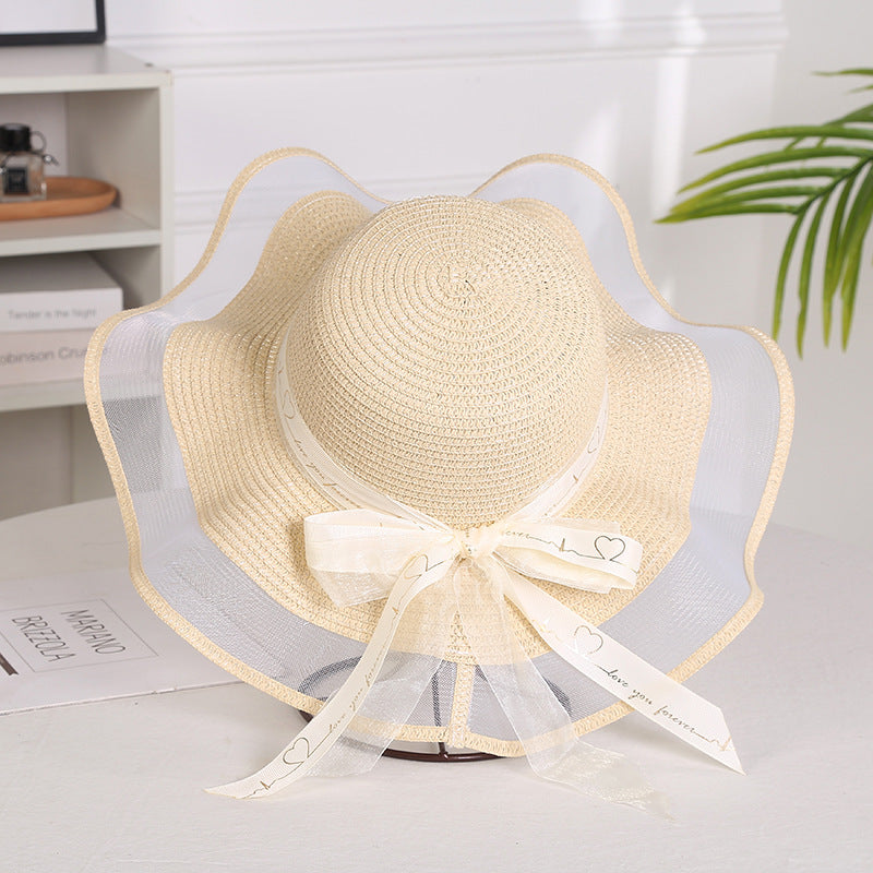 Elegant Ladies Mesh Straw Hat with Wide Brim