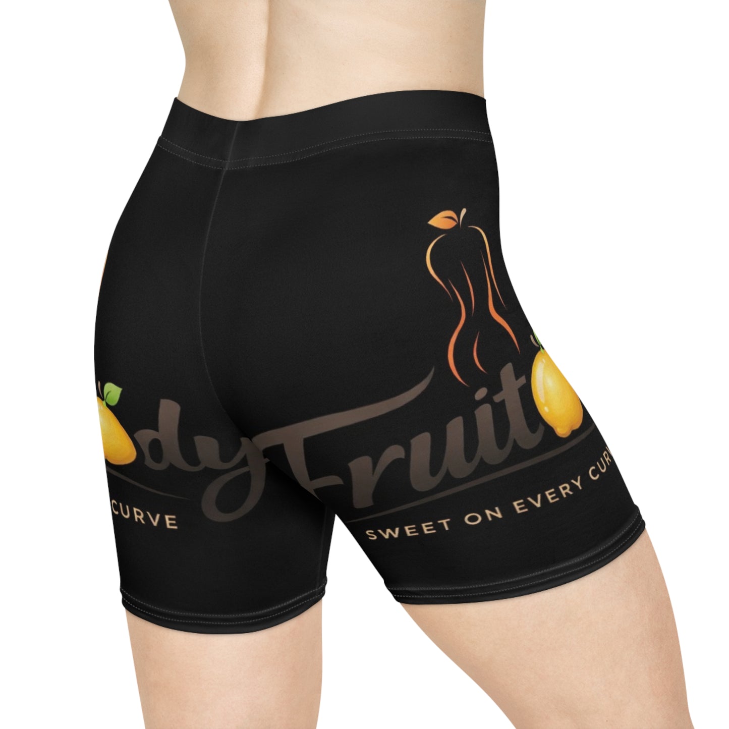 Fruitody lemon- Women’s Biker Shorts — 'Fruitbody' Peach Graphic Activewear