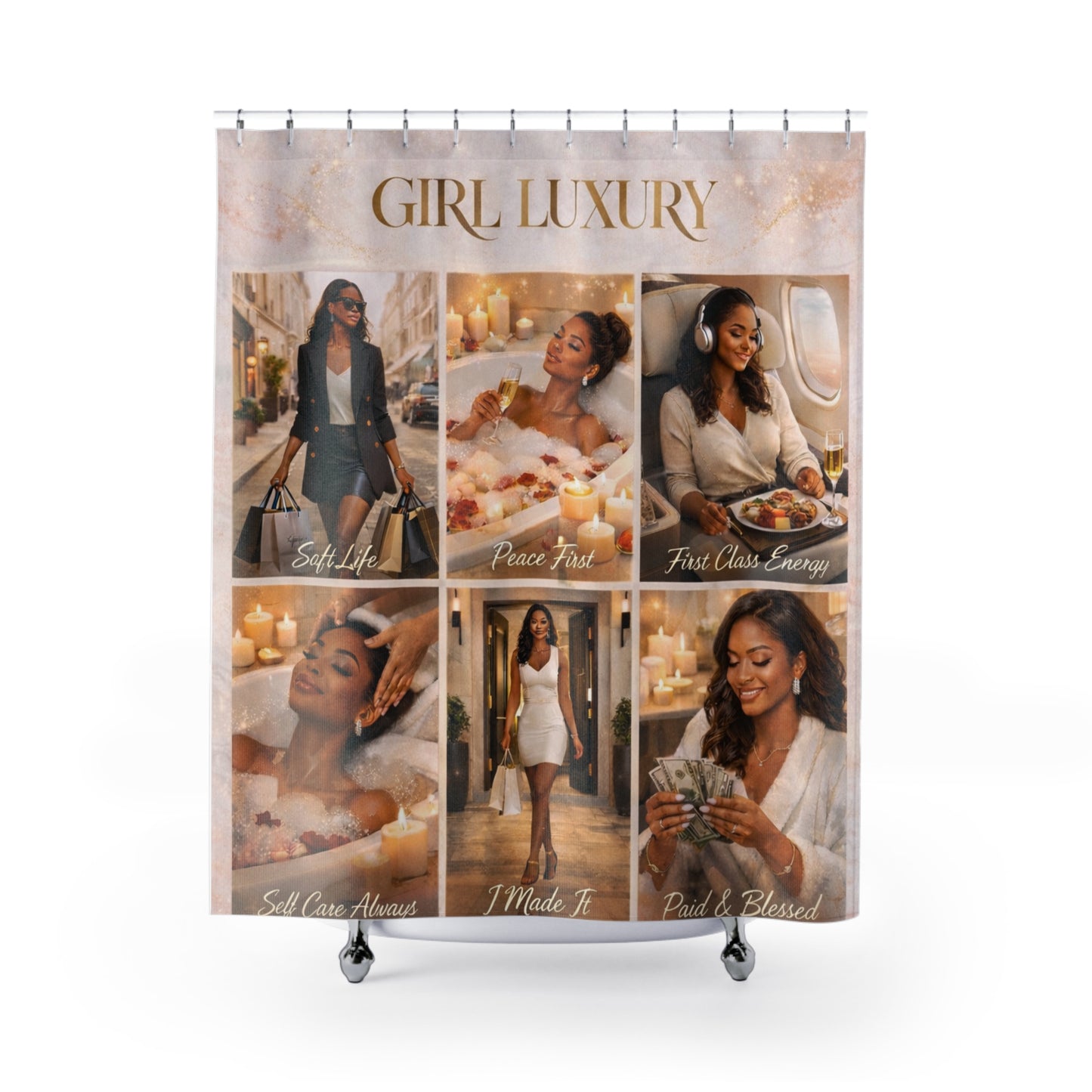 Girl Luxury Shower Curtain — Glam Lifestyle Bathroom Decor