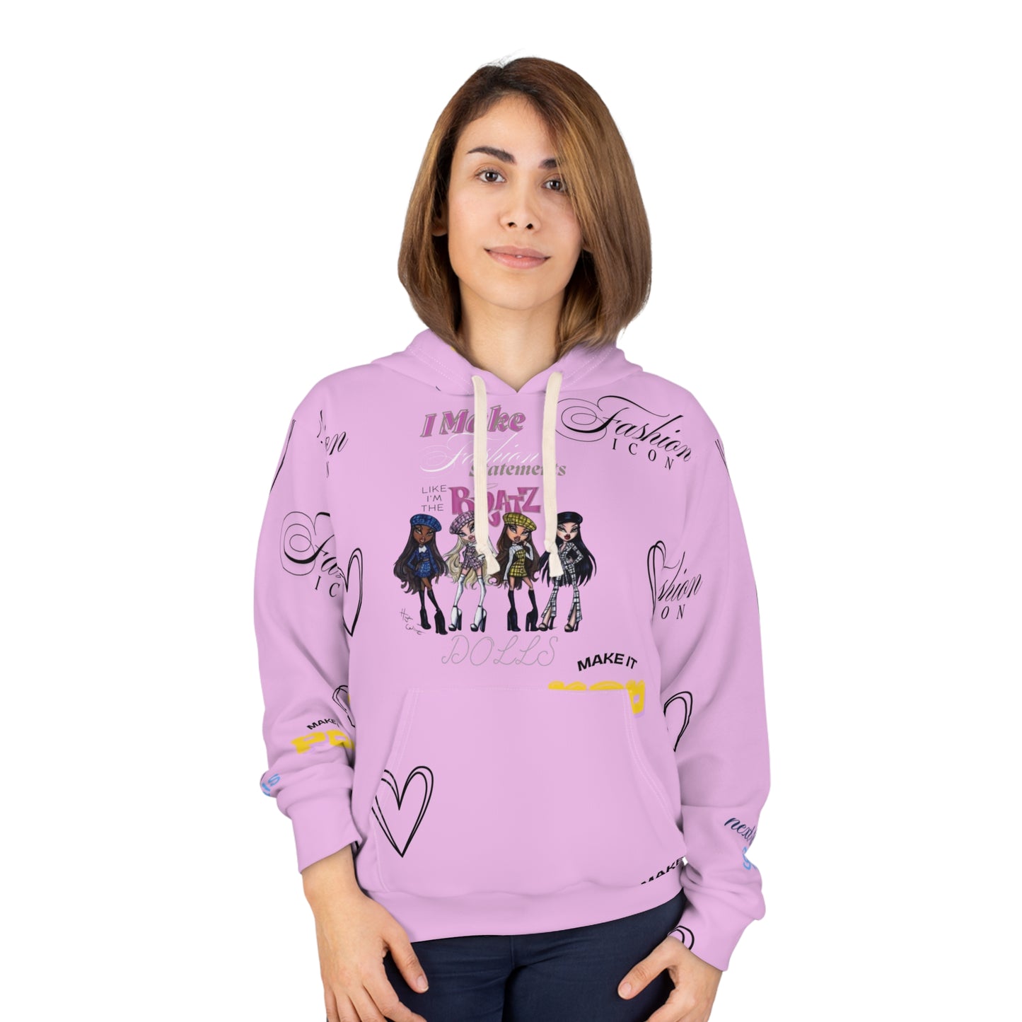 Fashion girl Bratz Pink All-Over Print Hoodie — Fashion Icon "I'm the Bratz" Graphic