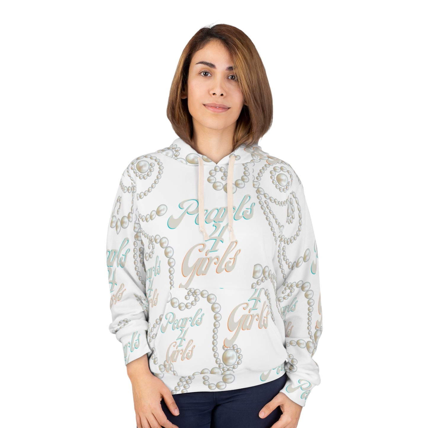 Pearls 4 Girls Pattern Hoodie — All-Over Print Pearl Necklace Design