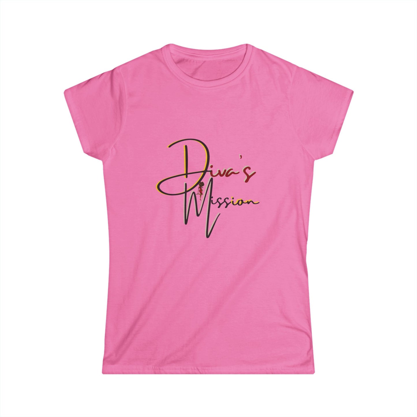 Yellow Women's Tee - 'Diva's Mission' Script Logo Graphic