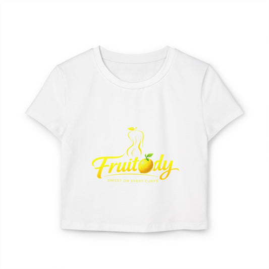 Fruitody Women's Crop Tee — Yellow Fruit Logo Casual Summer Top