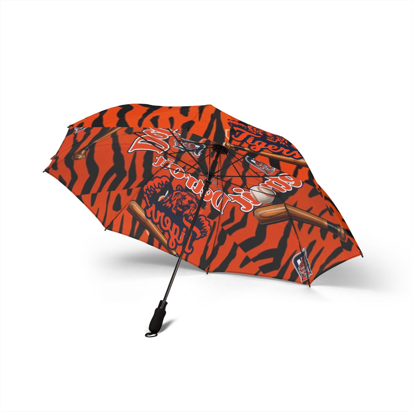 Detroit Foldable Umbrella – Orange Tiger Stripe Baseball Fan Gear