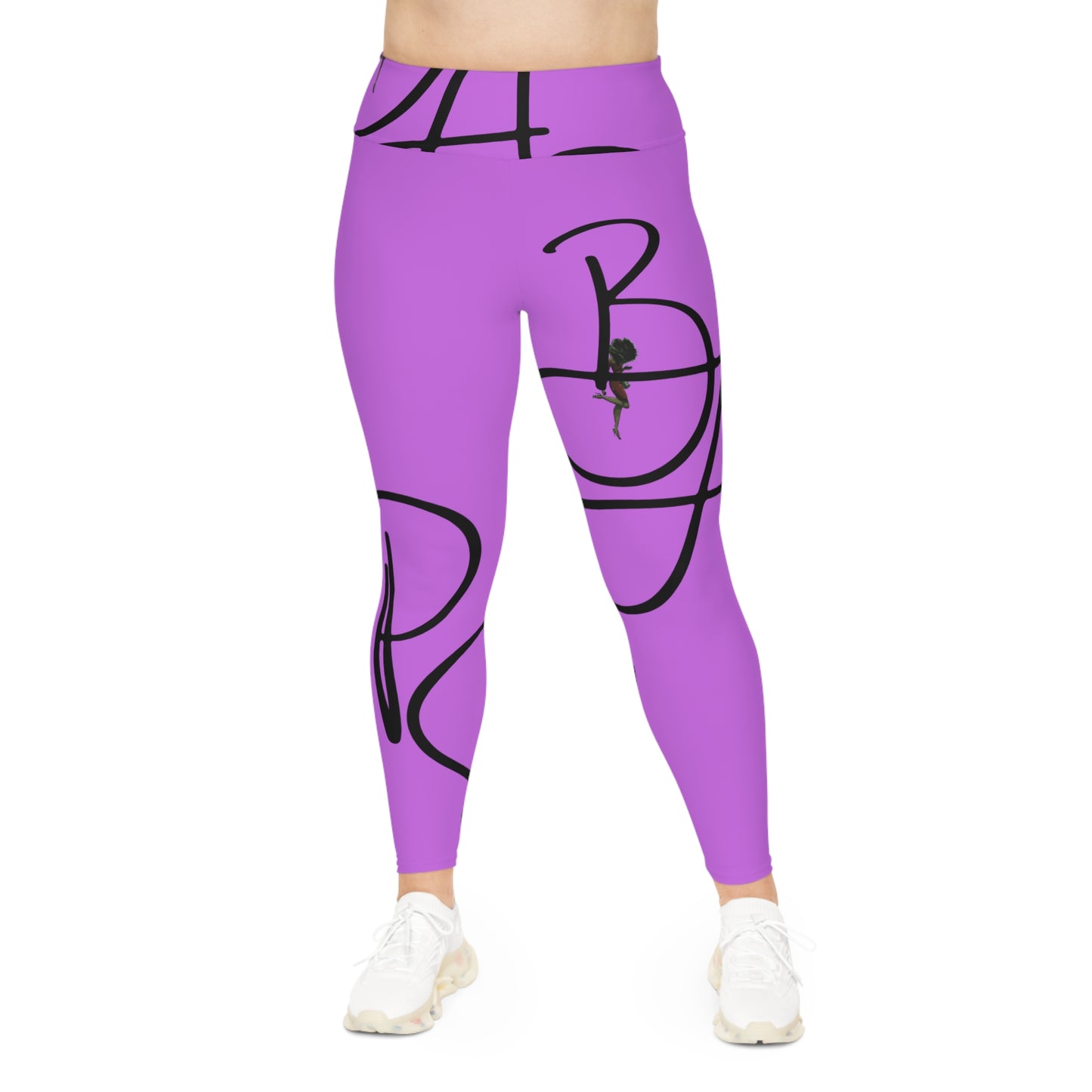 B.A.p.S-Plus Size Leggings — purple Script Monogram All-Over Print