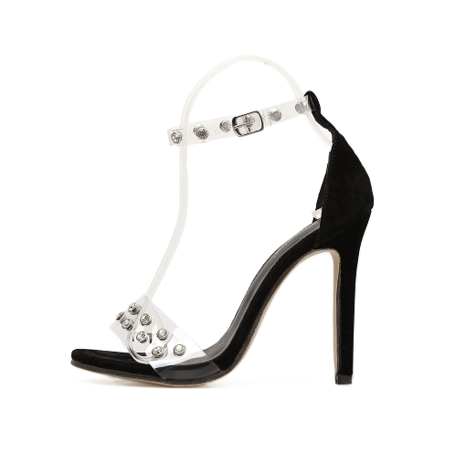Stylish High Heel Transparent Sandals with Studs