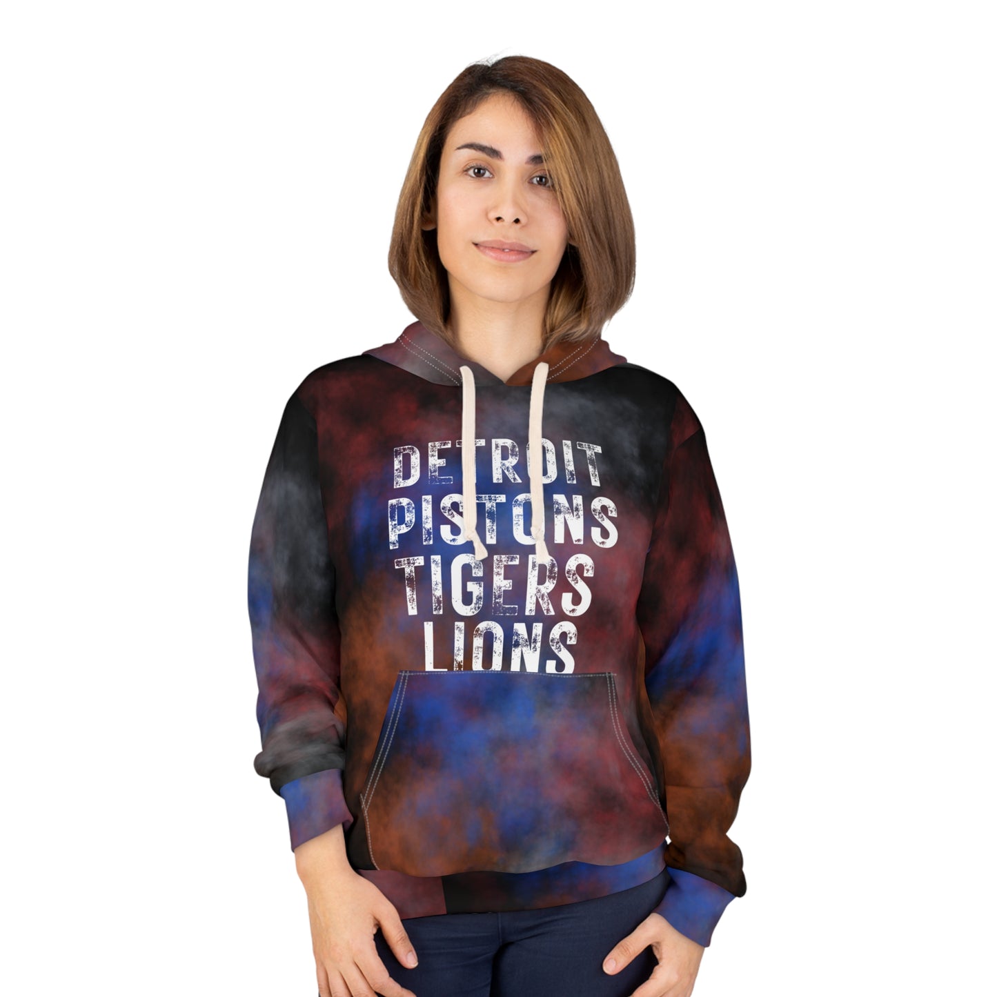 Detroit sports All-Over Print Hoodie — Team Names Smoke Graphic