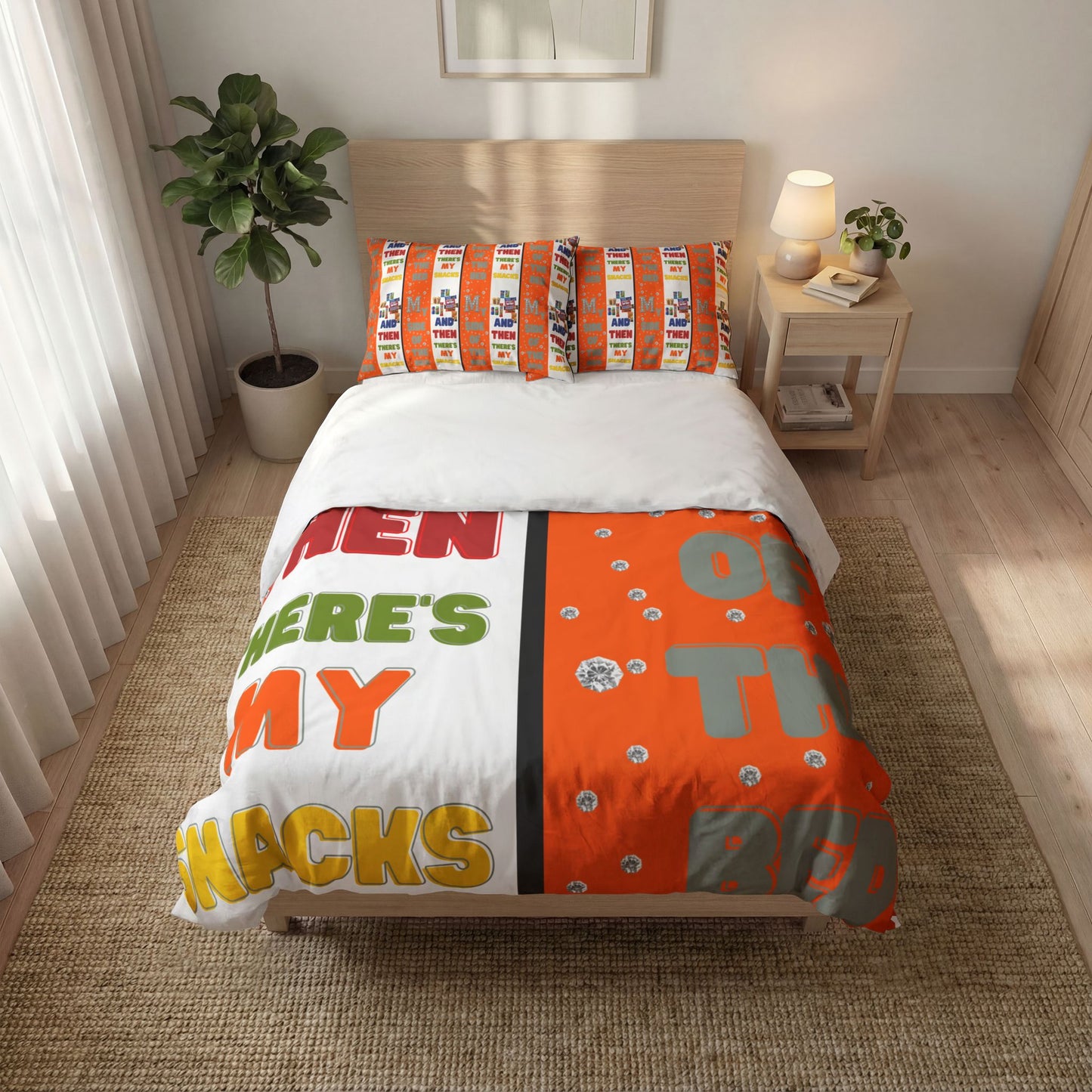 Duvet Cover Set – "My Side of the Bed" Snack-Themed Quilt Cover (3-Piece)