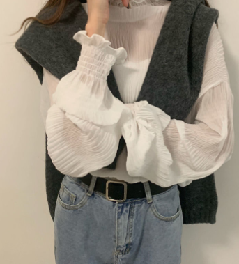 New French Style Loose Chiffon Blouse for Women