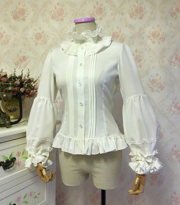 Gothic Vintage Lolita Dress with Lace Blouse and Sleeves