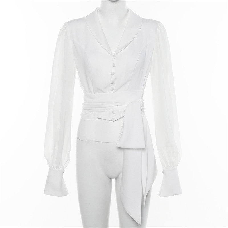 Women's Lantern Sleeve Blouse, T-Shirt, Formal Style