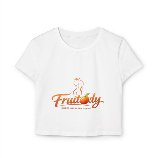 Fruitody Women's Crop Tee — Orange  Fruit Logo Casual Summer Top