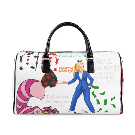 Leather Girl wonders Travel Bag —  Satirical Print Weekender