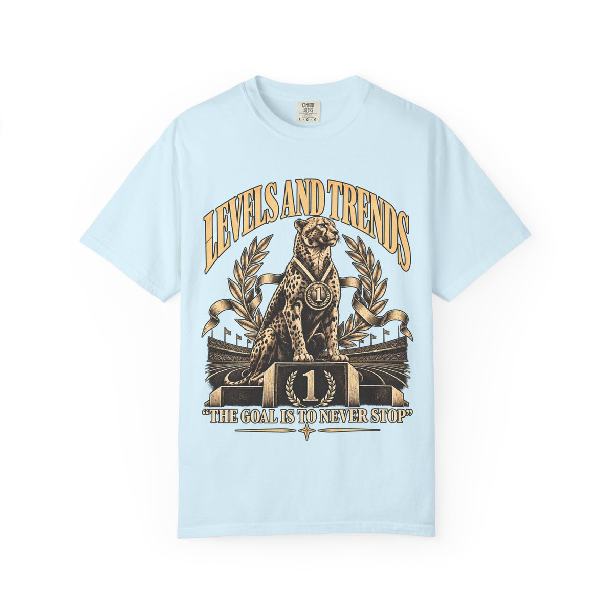 Levels and Trends "The Goal Is to Never Stop" Graphic T-Shirt
