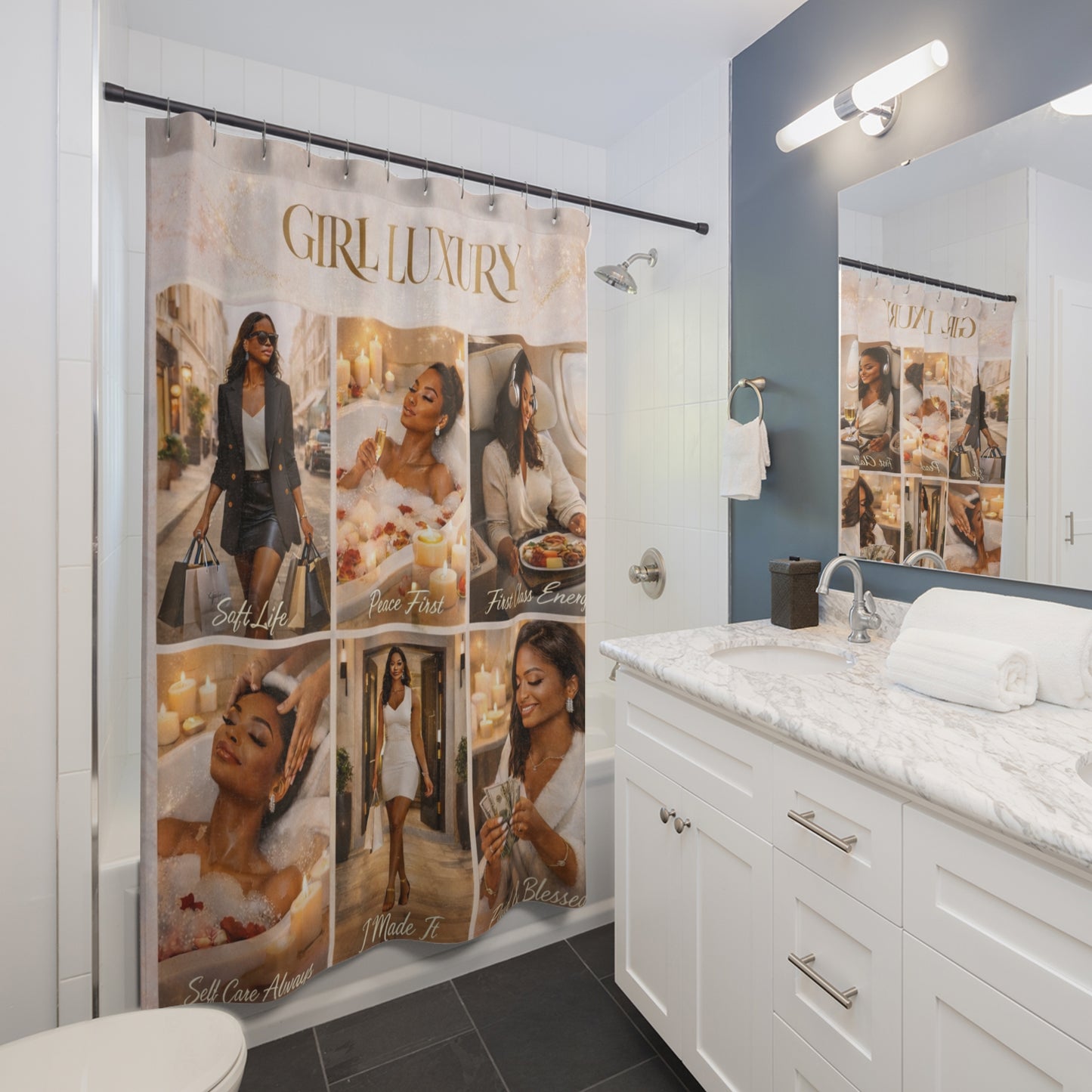 Girl Luxury Shower Curtain — Glam Lifestyle Bathroom Decor
