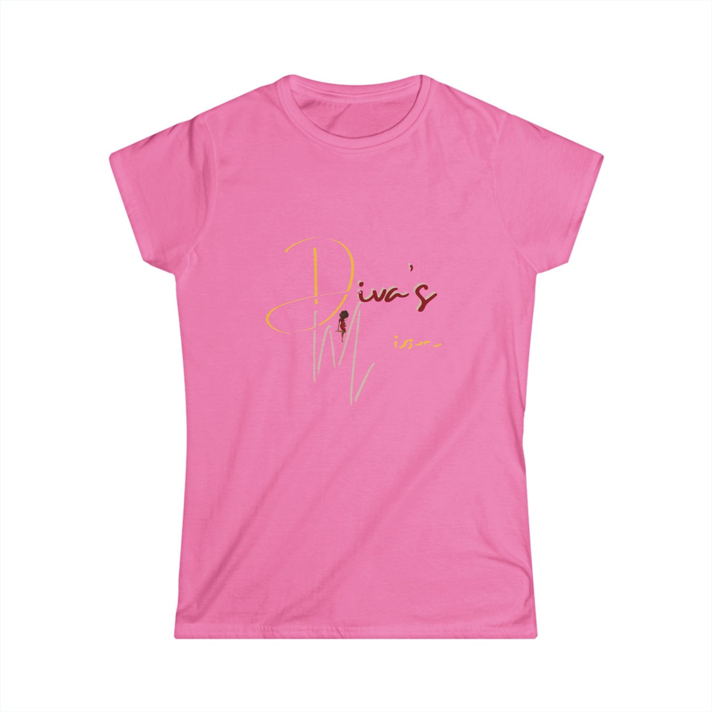 White Women's Tee - 'Diva's Mission' Script Logo Graphic