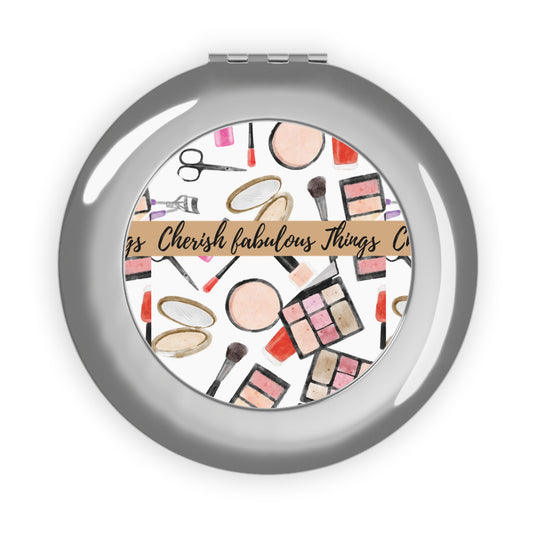 CherishCompact Travel Mirror with Beauty Design - Perfect for Makeup Lovers, Gifts for Her, Daily Essentials, Travel Accessories, Self-Care