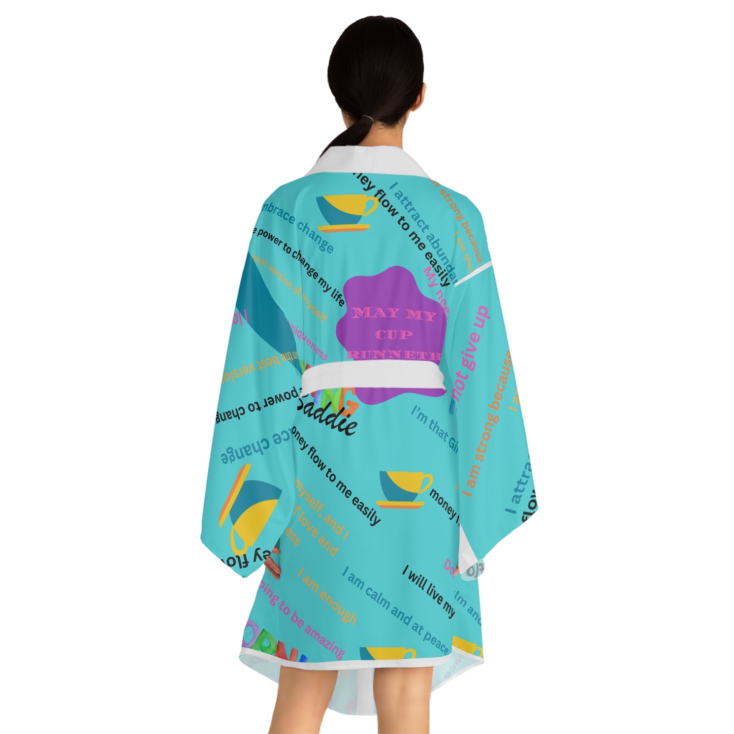 May my cup runneth over, Long Sleeve Kimono Robe (AOP)