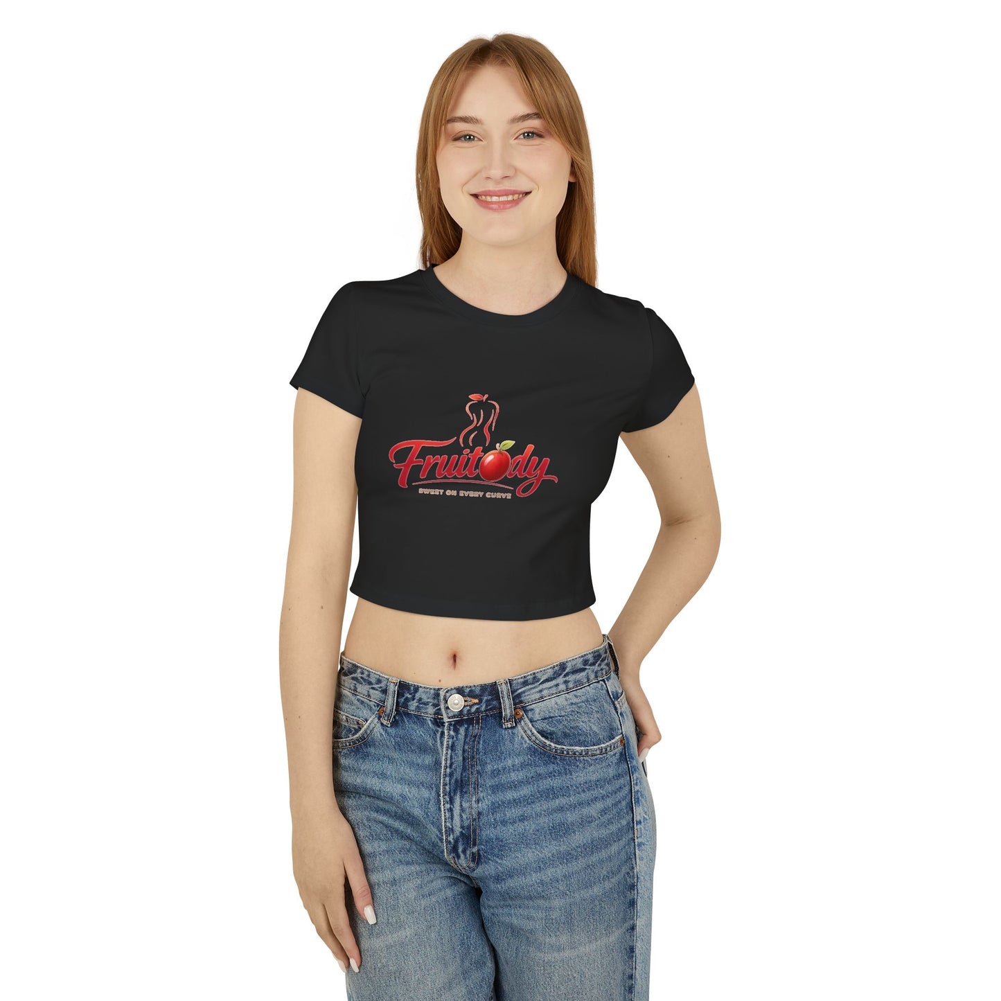 Fruitody Women's Crop Tee — Apple  Fruit Logo Casual Summer Top