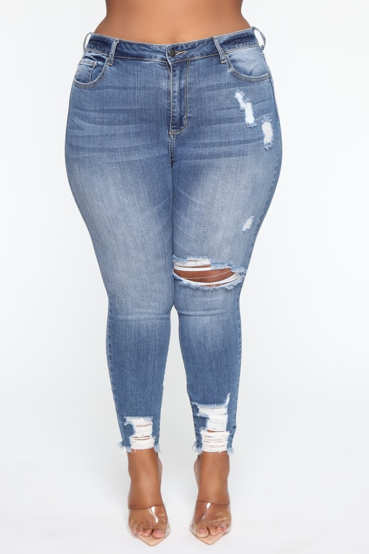 Stretch Ripped Plus Size Women's Jeans