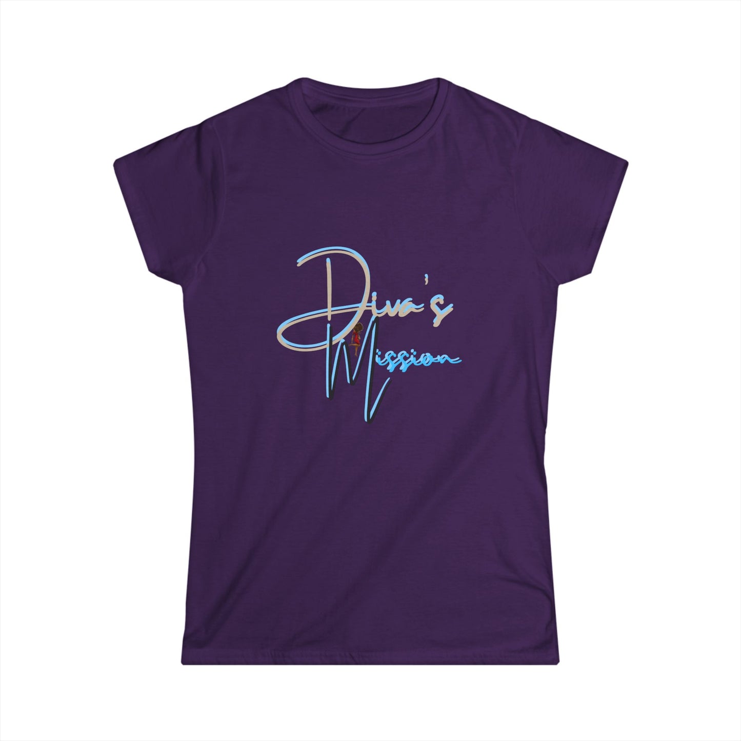 Blue Women's Tee - 'Diva's Mission' Script Logo Graphic